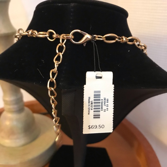 NWT Talbots Gold Butterfly Cabochon Necklace - Picture 4 of 7